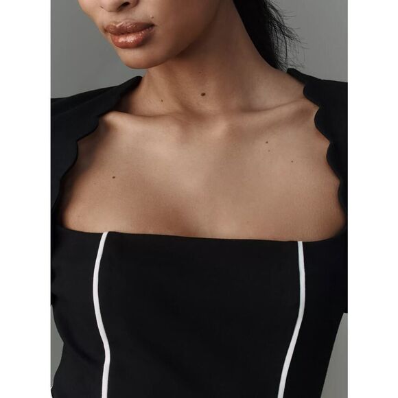 Anthropologie Maeve Square-Neck Scalloped Hem Mini Dress NWT Sz. L - Picture 3 of 9